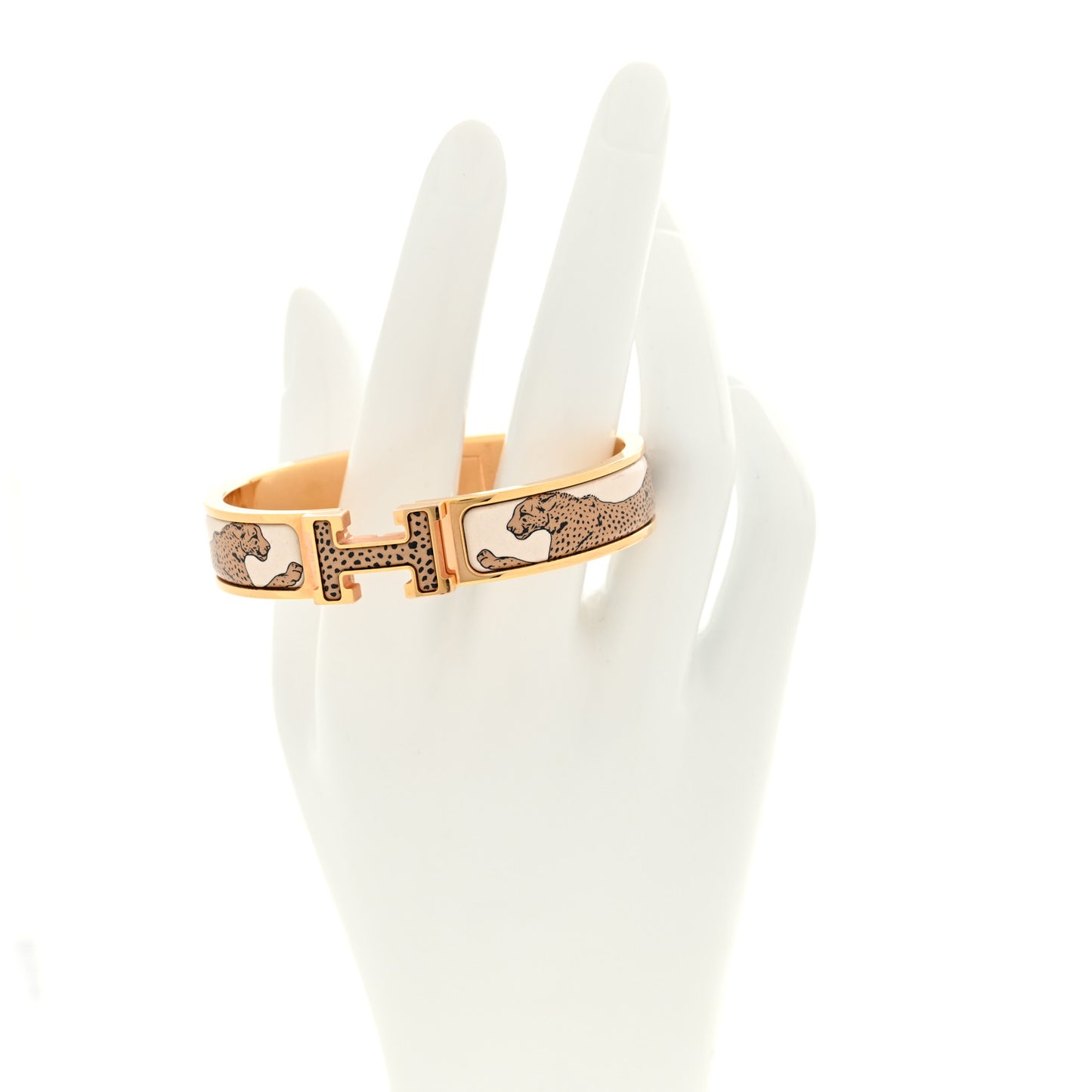 Enamel Narrow Print Guepards Clic Clac H Bracelet PM Sable