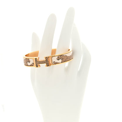 Hermes Enamel Narrow Print Guepards Clic Clac H Bracelet PM Sable 2 of 5