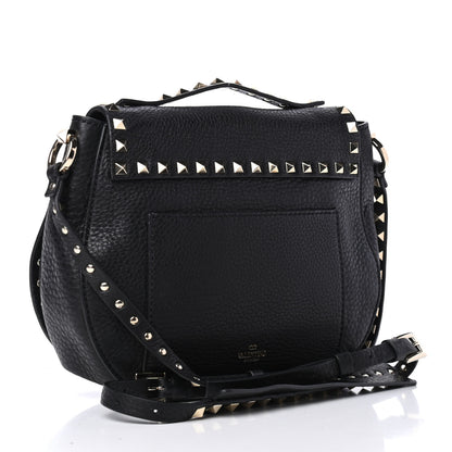 Valentino Garavani Grained Calfskin Rockstud Saddle Bag Black 2 of 4