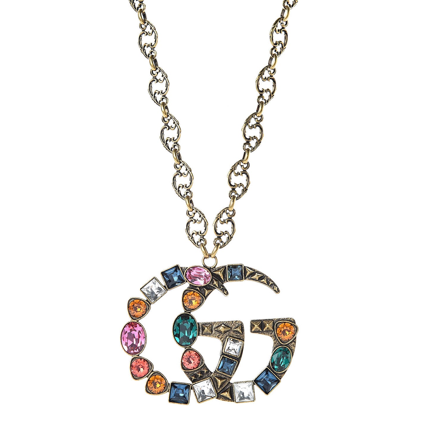 Crystal Marmont Necklace Aged Gold Multicolor