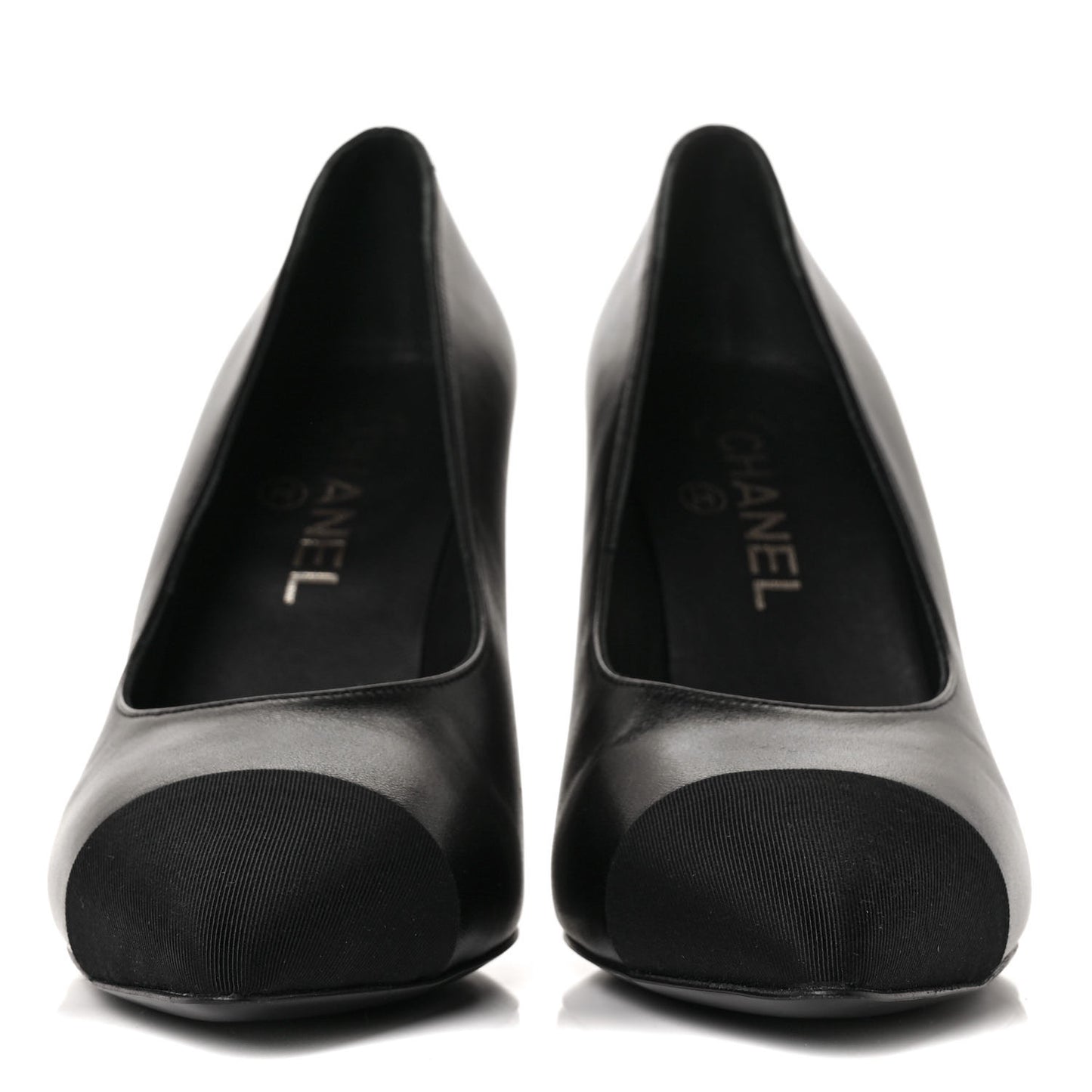 Lambskin Grosgrain Cap Toe Pearl Pumps 38.5 Black