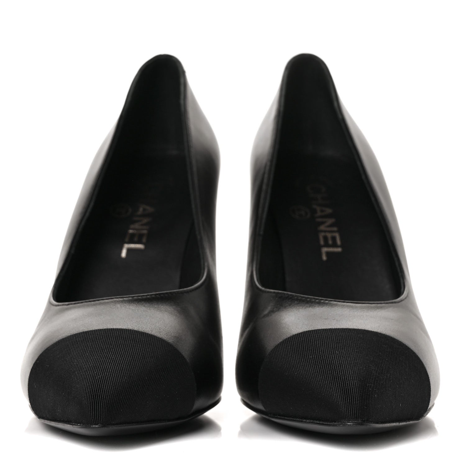 Chanel Lambskin Grosgrain Cap Toe Pearl Pumps 38.5 Black 2 of 11