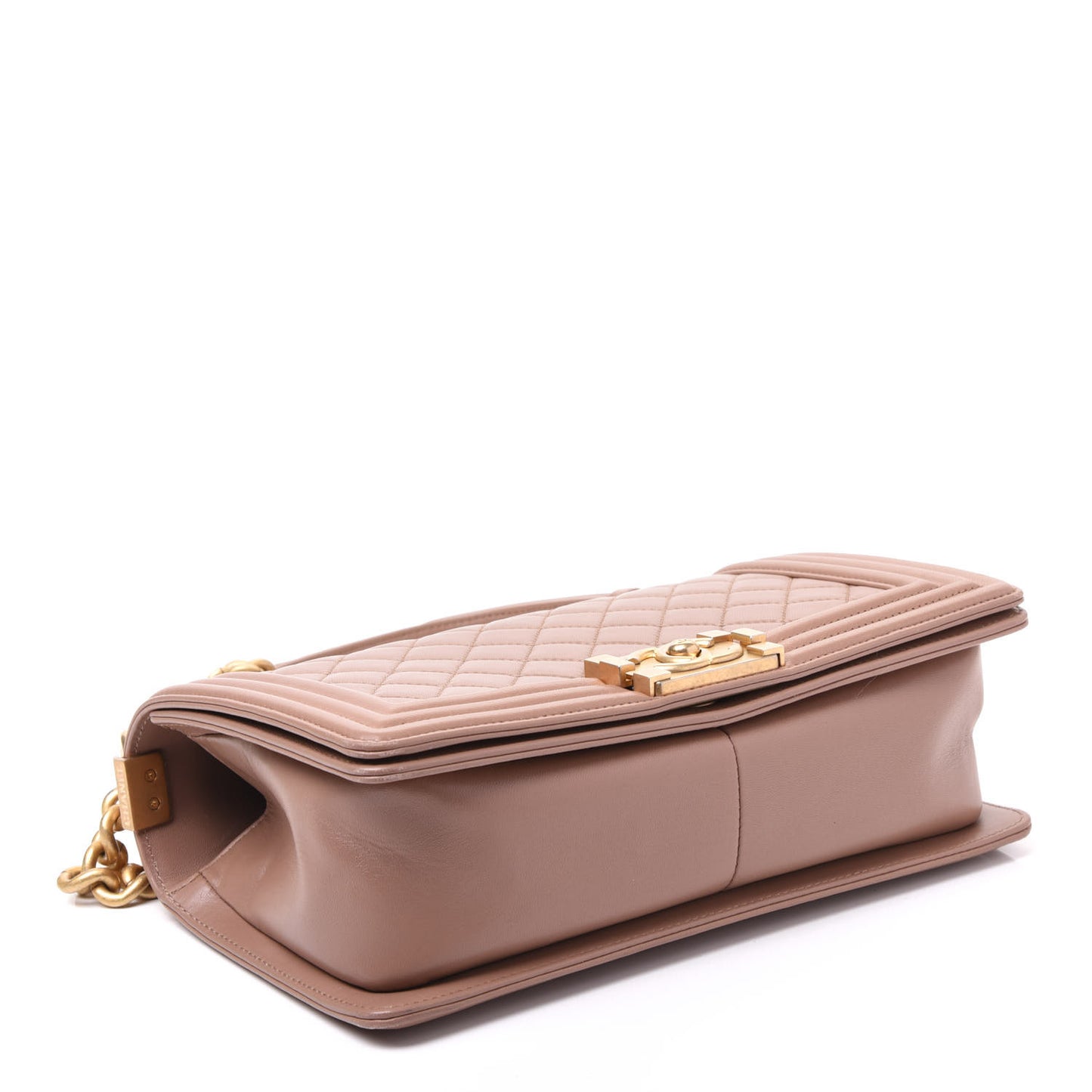 Lambskin Quilted Medium Boy Flap Beige