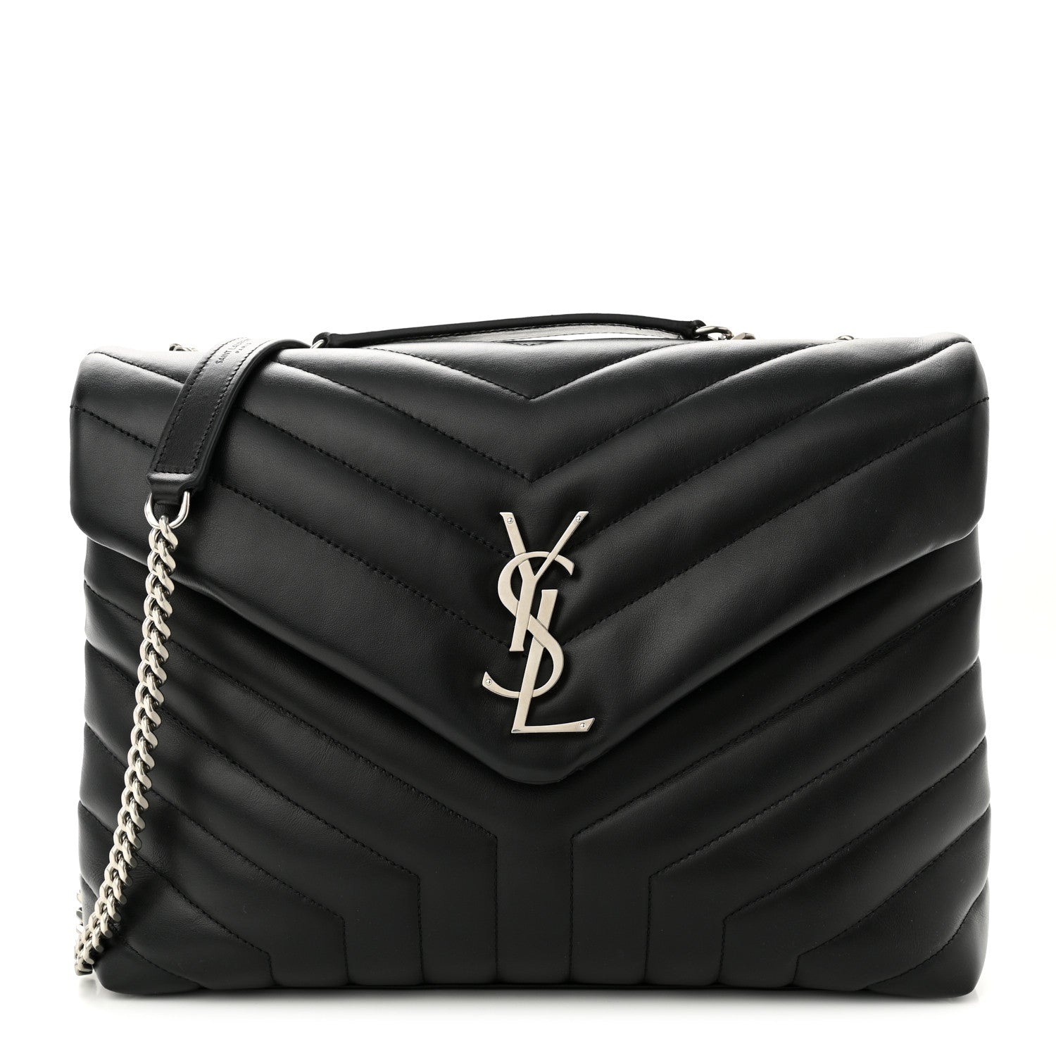 Saint Laurent Calfskin Y Quilted Monogram Medium Loulou Chain Satchel Black 1 of 11