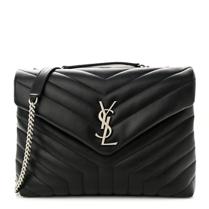 Saint Laurent Calfskin Y Quilted Monogram Medium Loulou Chain Satchel Black 1 of 11