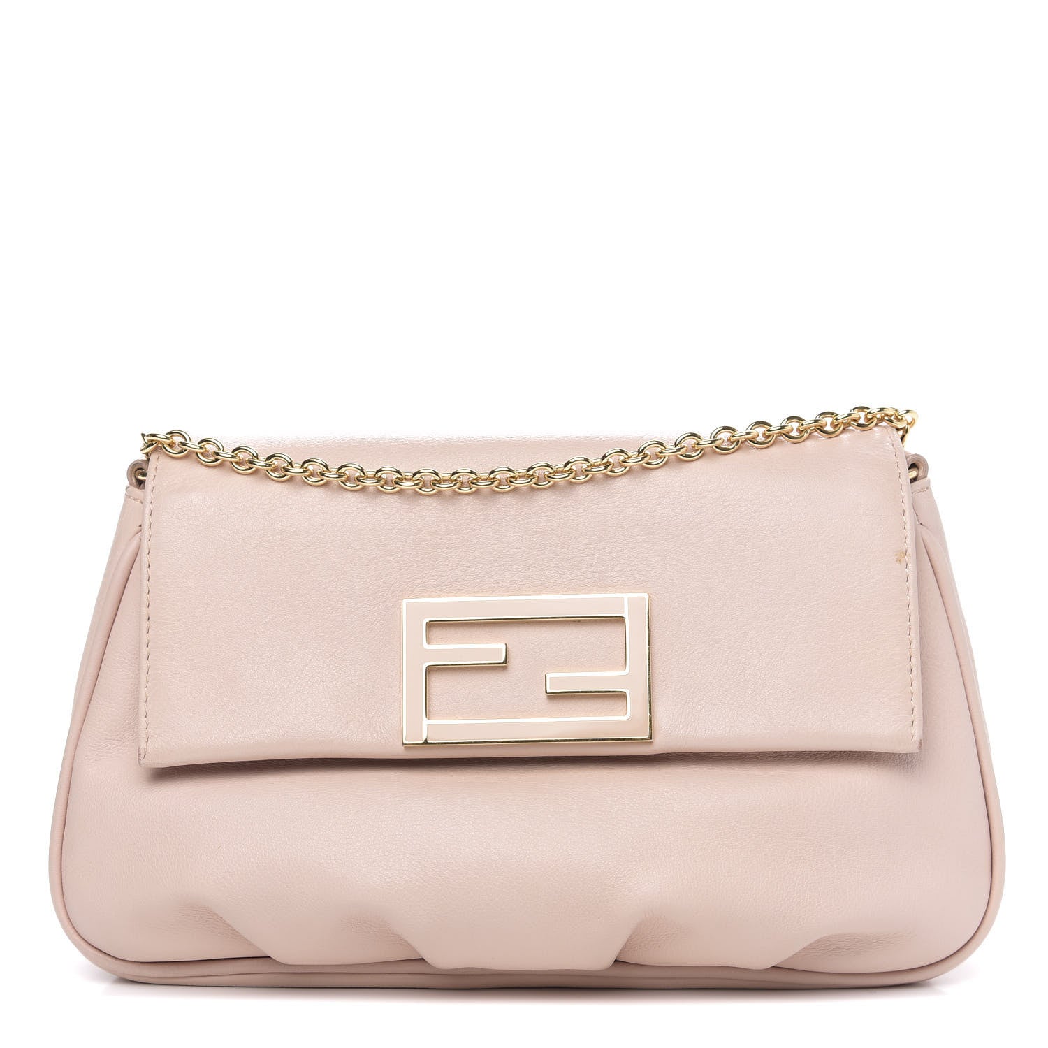 Fendi Vitello Flamingo Enamel Fendista Pouchette Crossbody Pale Pink 1 of 10