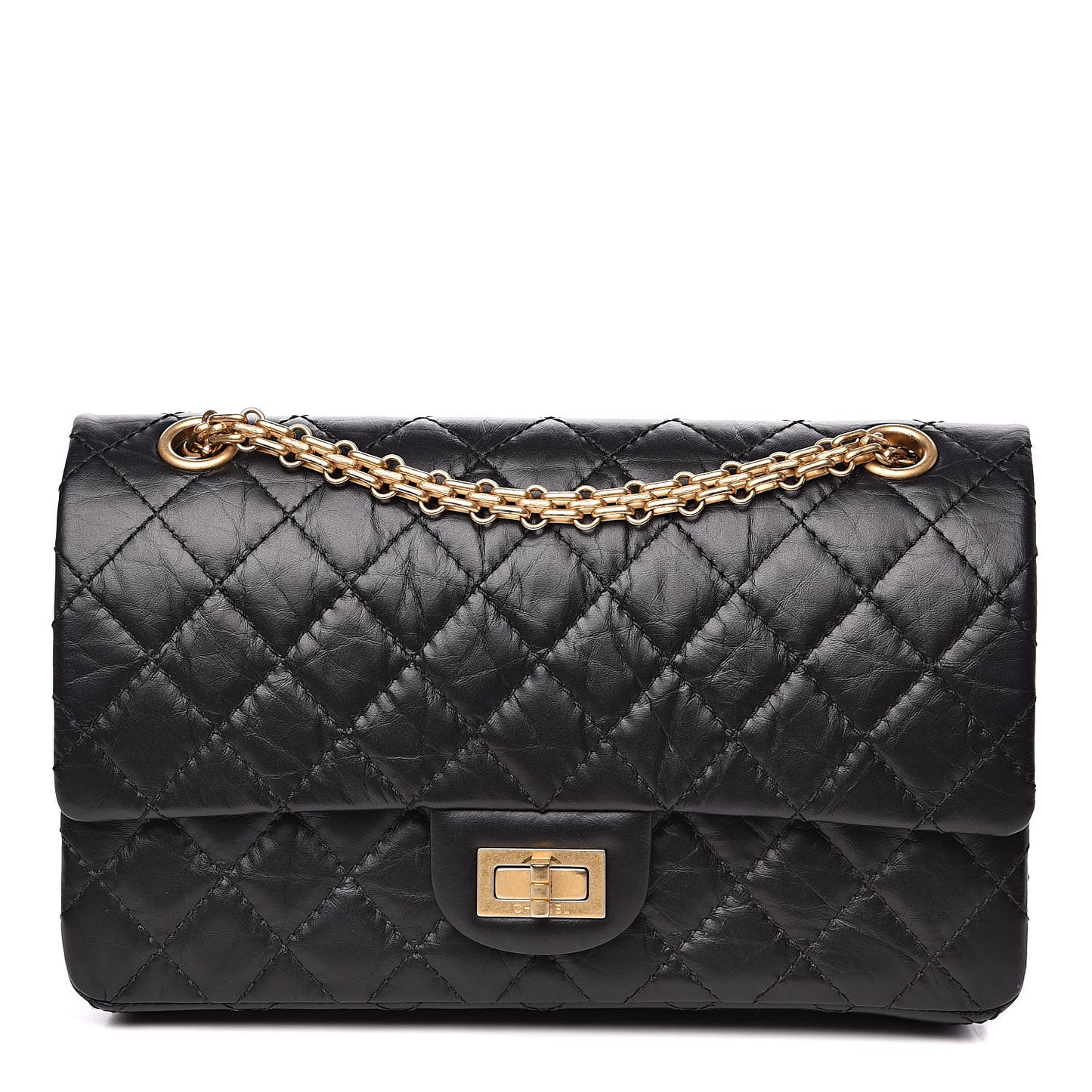 Aged Calfskin Quilted 2.55 Reissue 225 Flap Black