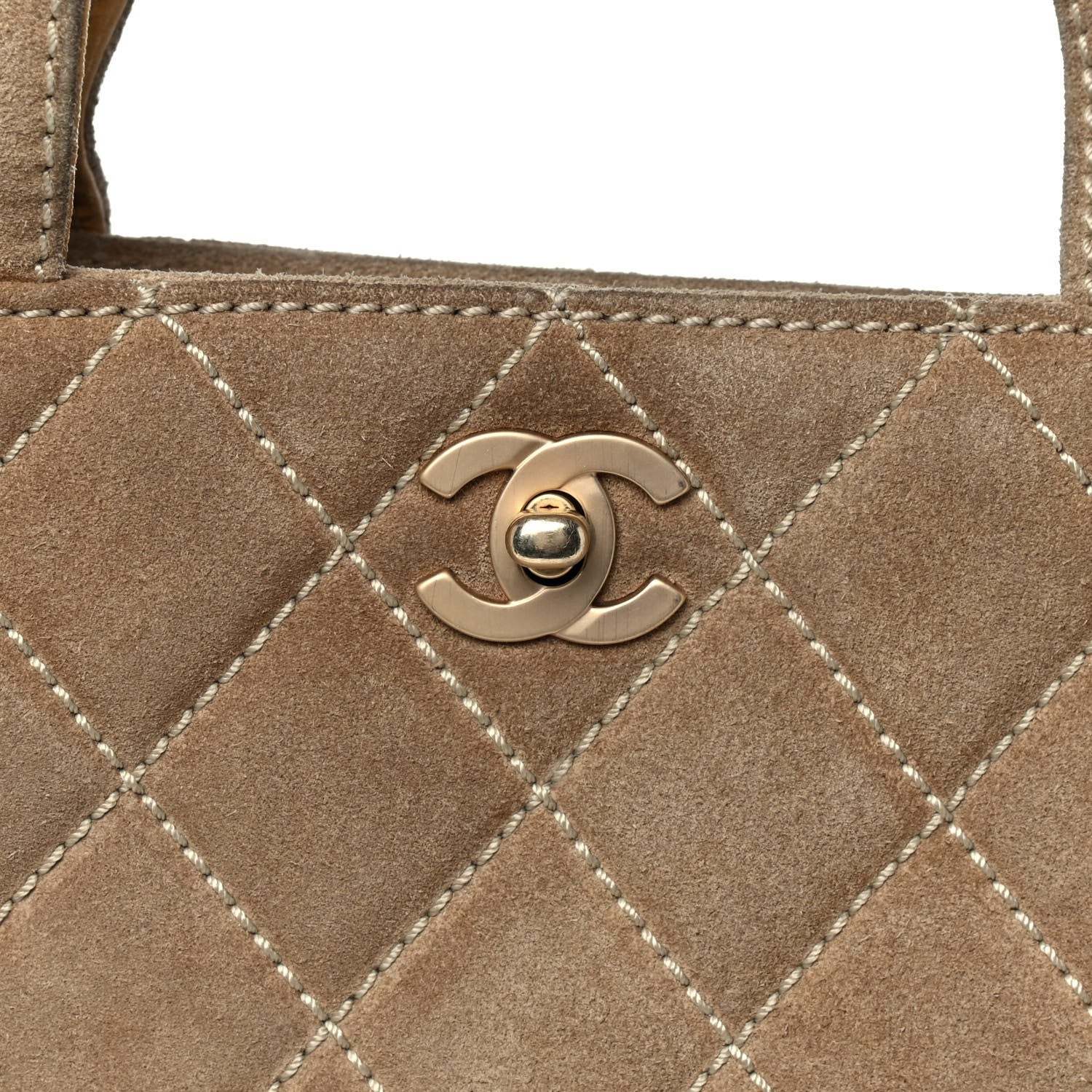 Chanel Suede Quilted Shopping Tote Beige 5 of 11