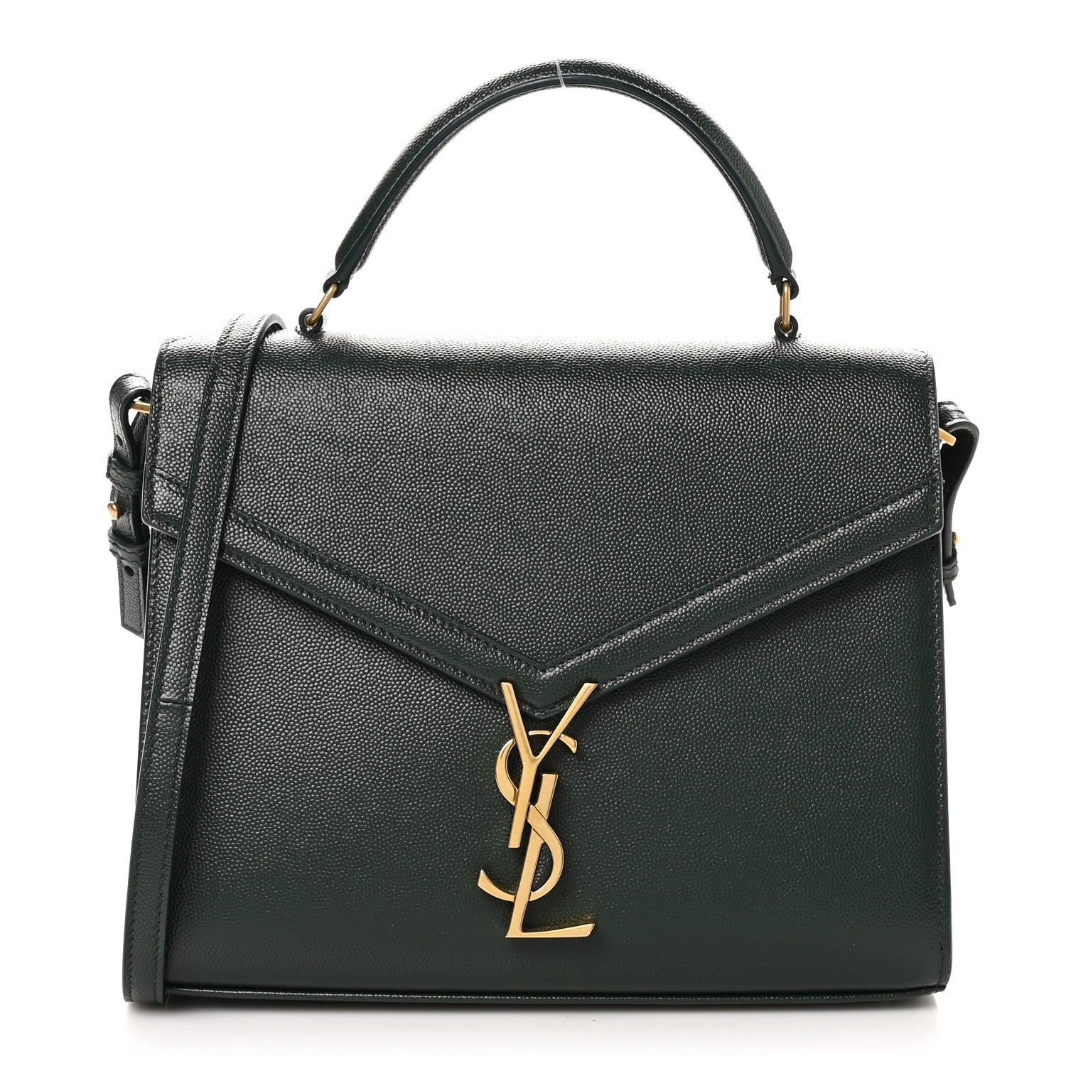 Saint Laurent Grain de Poudre Medium Classic Monogram Cassandra Top Handle Vert Fonce 1 of 11