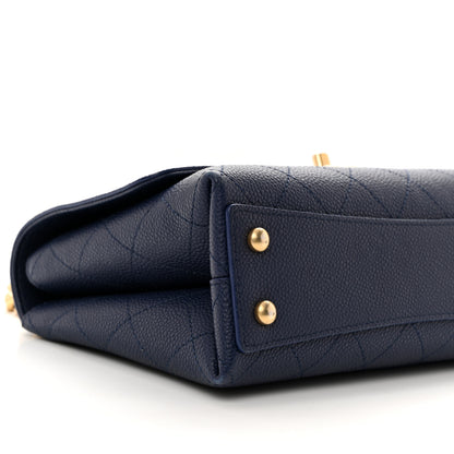 Chanel Grained Calfskin Small Stitched Flap Navy Blue 9 of 10