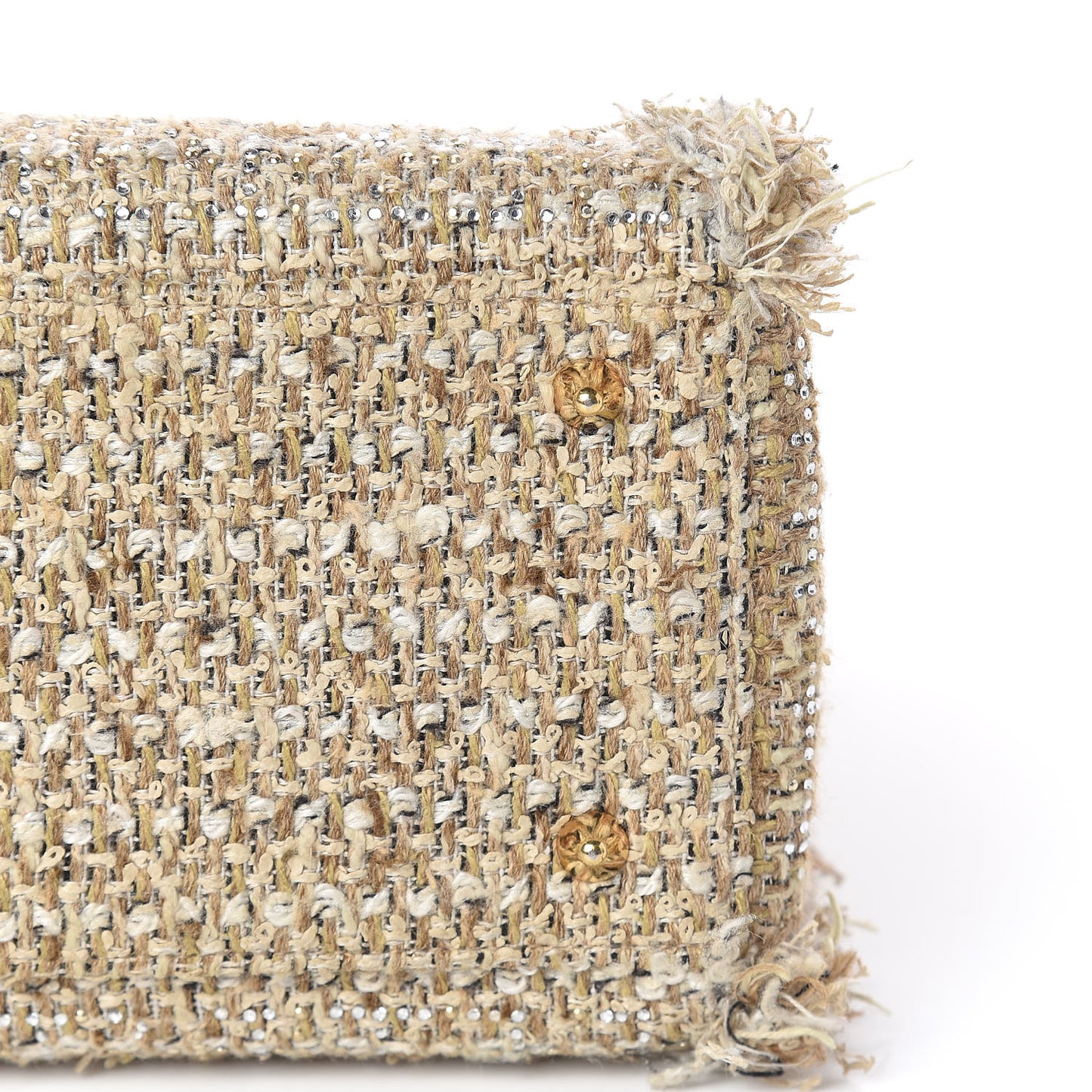 Tweed Crystal Fringe Medium Lady Dior Beige
