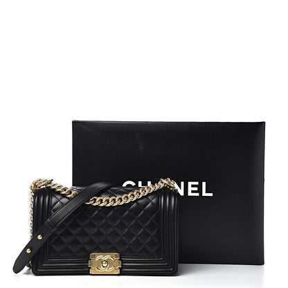 Chanel Lambskin Quilted Medium Boy Flap Black 13 of 13