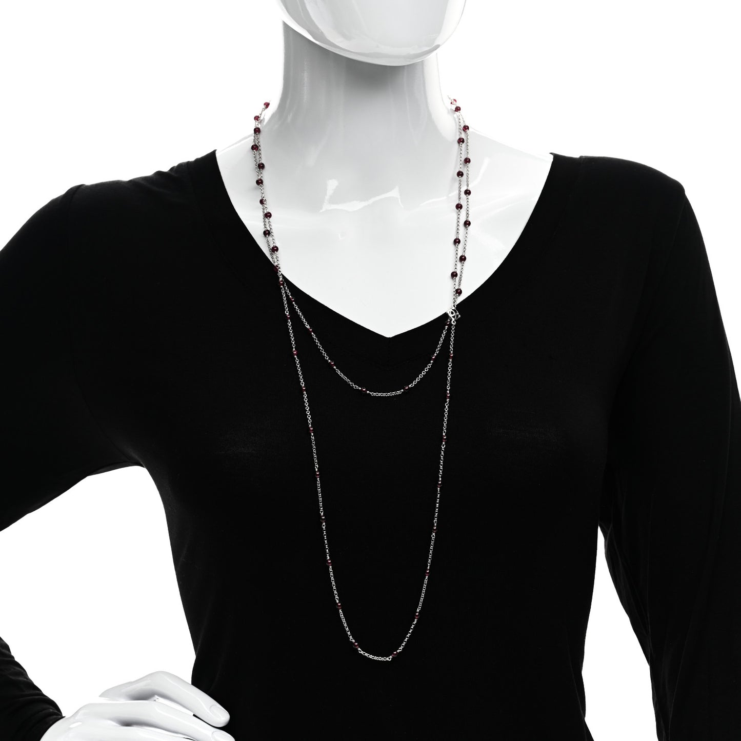 DAVID YURMAN Sterling Silver Garnet Bead Chain Necklace