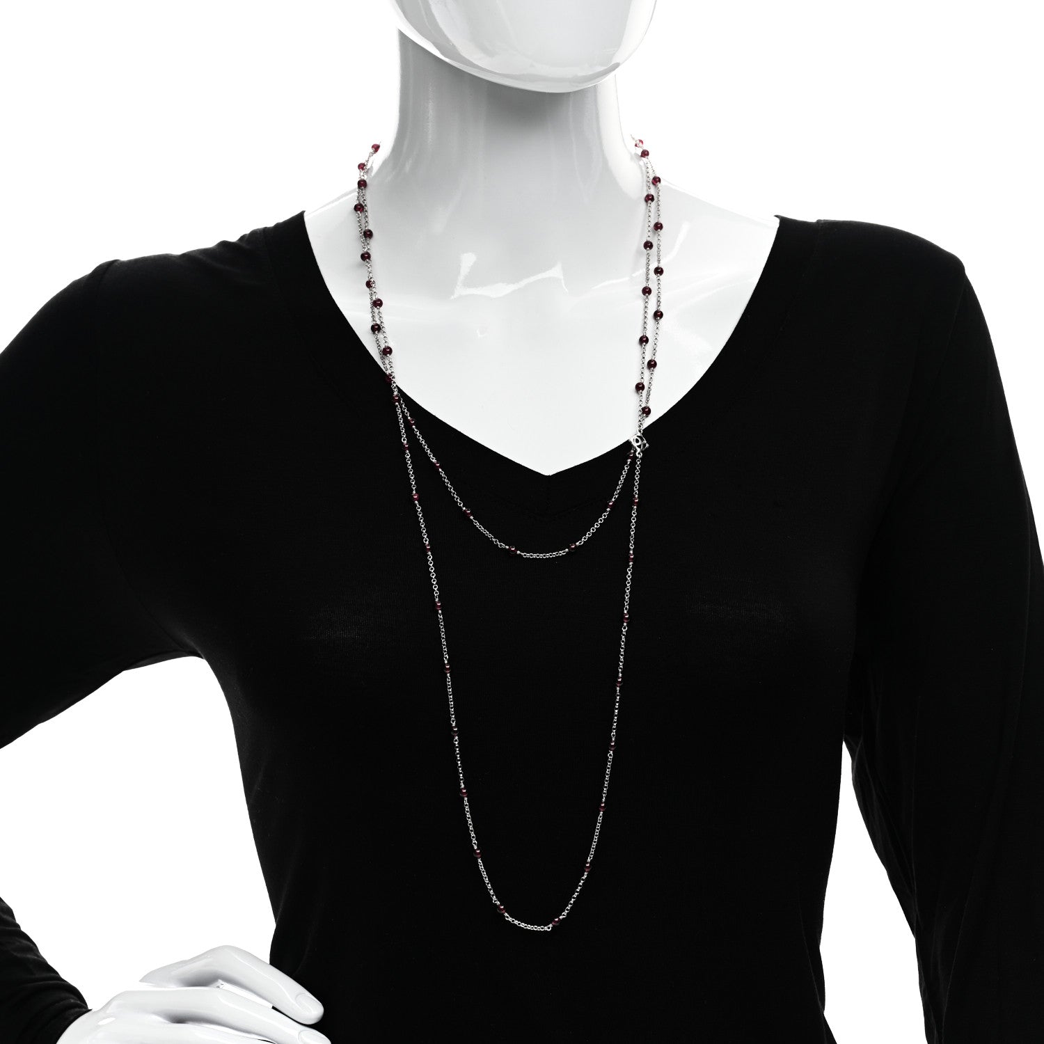 David Yurman DAVID YURMAN Sterling Silver Garnet Bead Chain Necklace 2 of 5