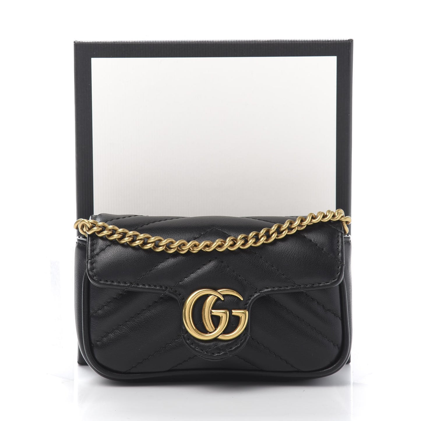 Calfskin Matelasse GG Marmont 2.0 Coin Purse On A Chain Black