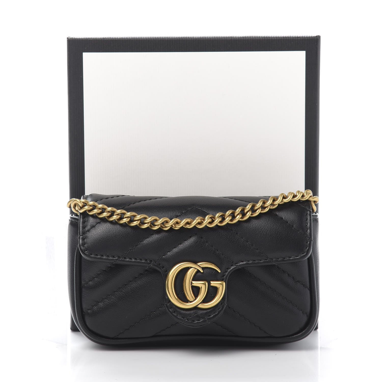 Gucci Calfskin Matelasse GG Marmont 2.0 Coin Purse On A Chain Black 11 of 11