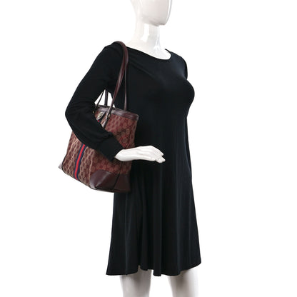 Gucci Monogram Textured Dollar Calfskin Web Medium Ophidia Shopping Tote Sahara Rubino Chardonnay 2 of 10