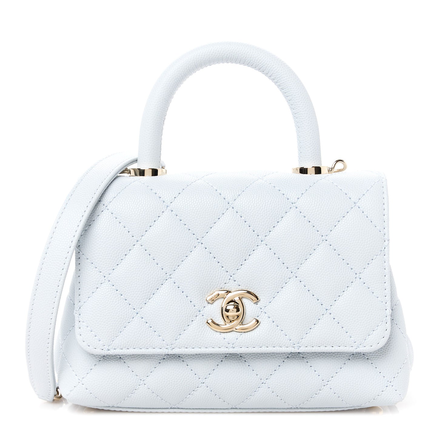 Caviar Quilted Extra Mini Coco Handle Flap Light Blue