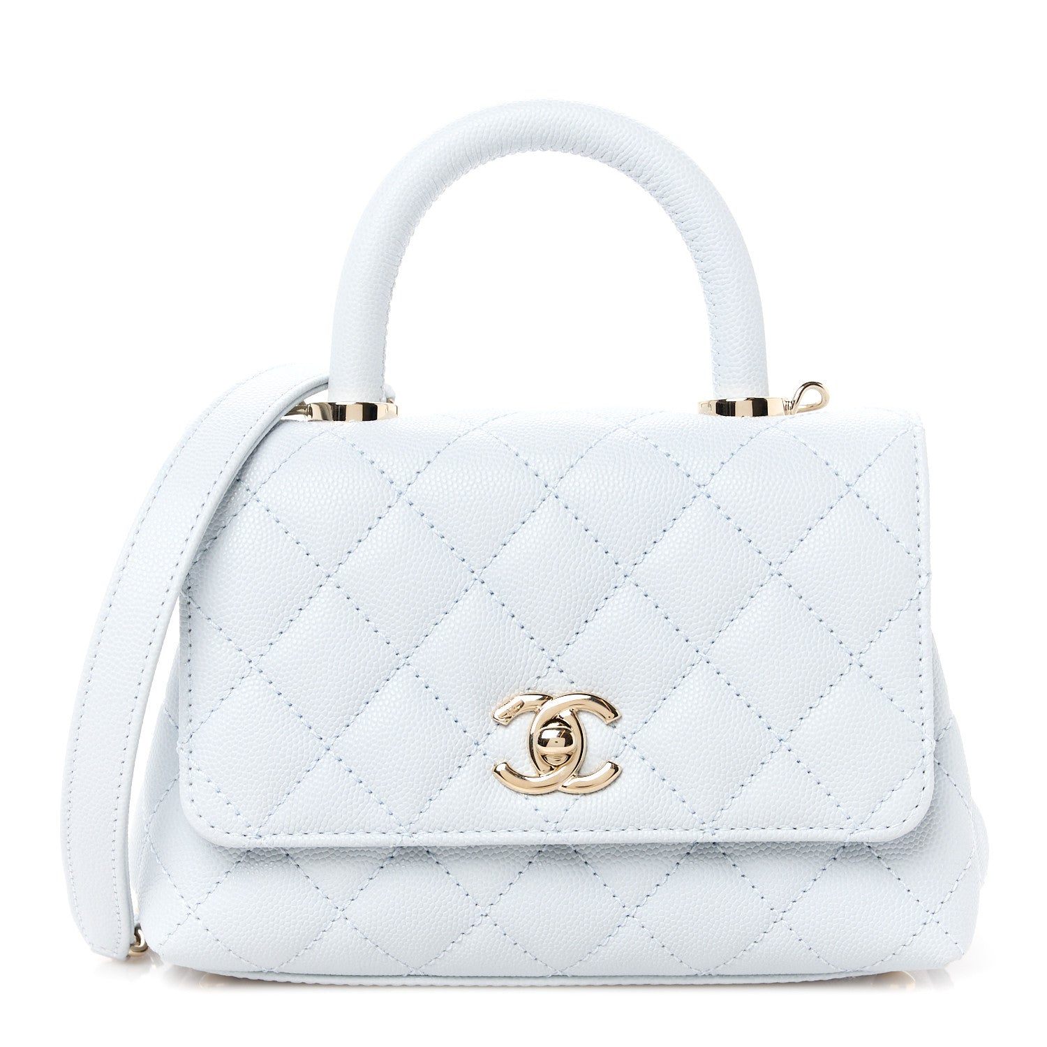 Chanel Caviar Quilted Extra Mini Coco Handle Flap Light Blue 1 of 12