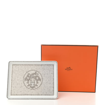 Hermes Porcelain Mosaique Au 24 Sushi Plate Platine 6 of 6