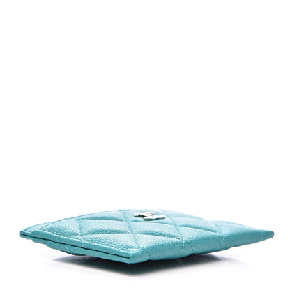 Chanel Caviar Quilted Card Holder Turquoise 4 of 9