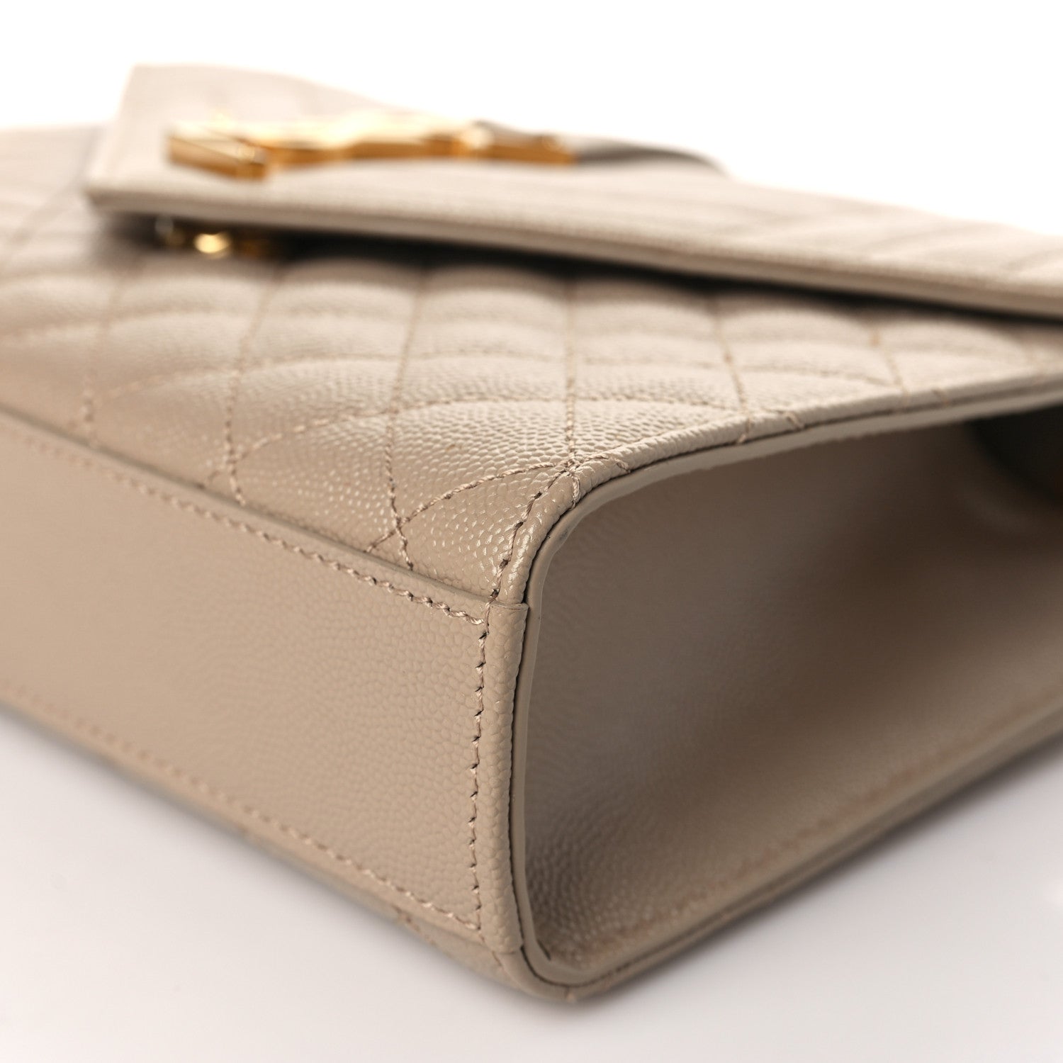 Saint Laurent Grain De Poudre Textured Mixed Matelasse Medium Triquilt Monogram Satchel Dark Beige 9 of 9