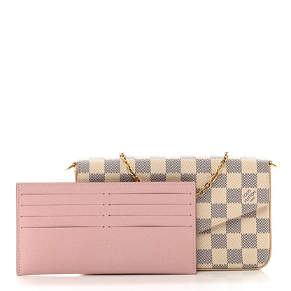Louis Vuitton Damier Azur Pochette Felicie Chain Wallet Rose Ballerine 3 of 9