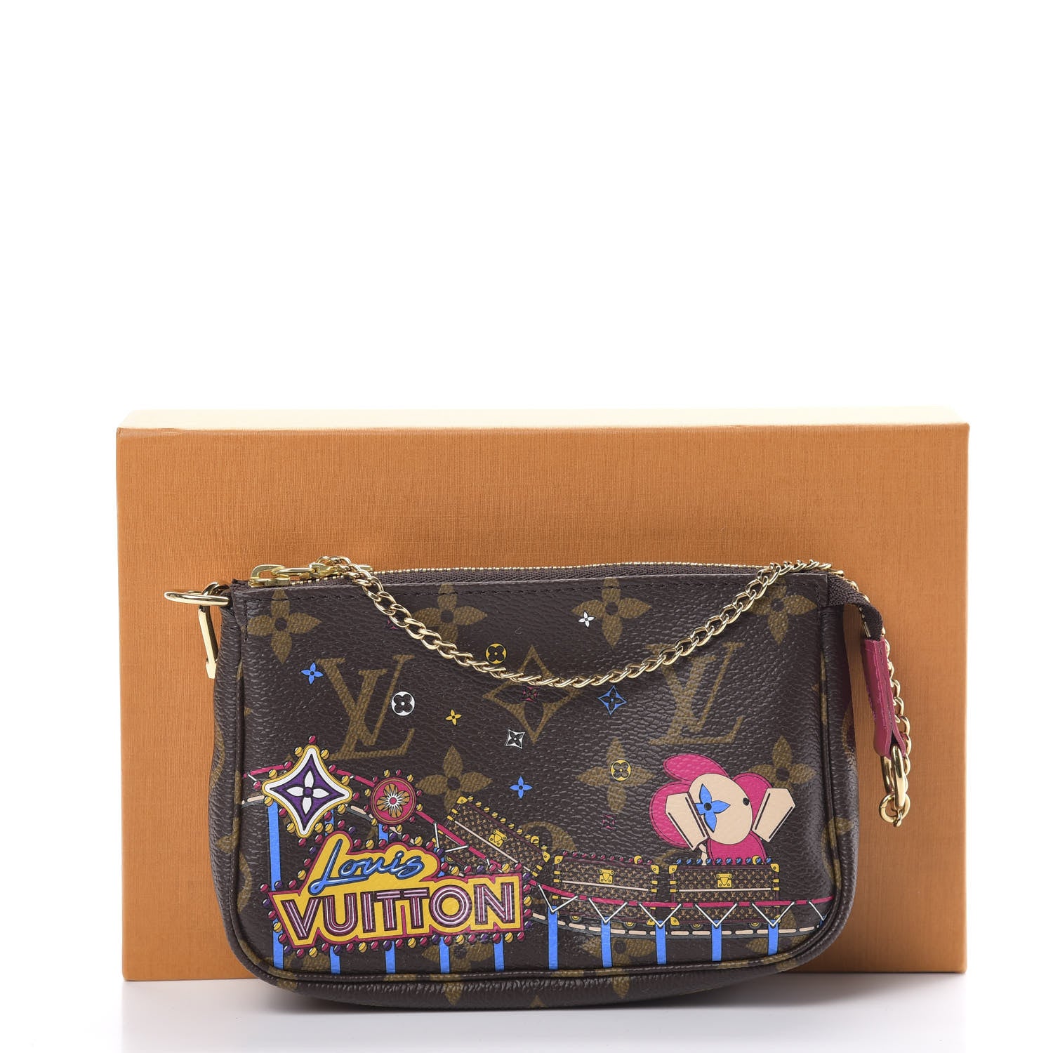 Louis Vuitton Monogram 2020 Christmas Animation Roller Coaster Mini Pochette Accessories Pivoine 9 of 9
