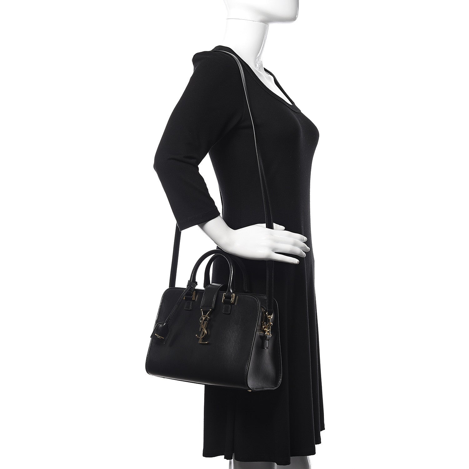 Saint Laurent Calfskin Monogram Baby Cabas Black 2 of 10