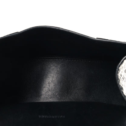 Balenciaga Shiny Calfskin Monochrome Crocodile Embossed Small Hourglass Top Handle Bag Black 4 of 12