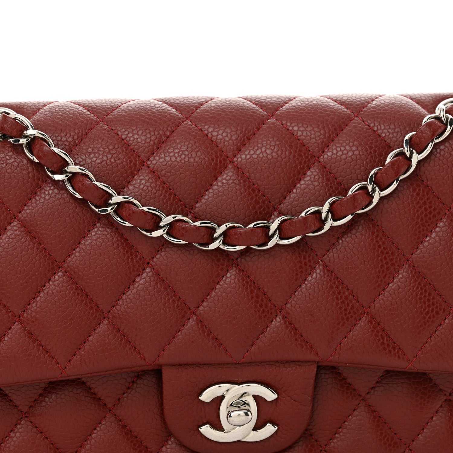 Chanel Caviar Quilted Medium Double Flap Burgundy 8 of 12