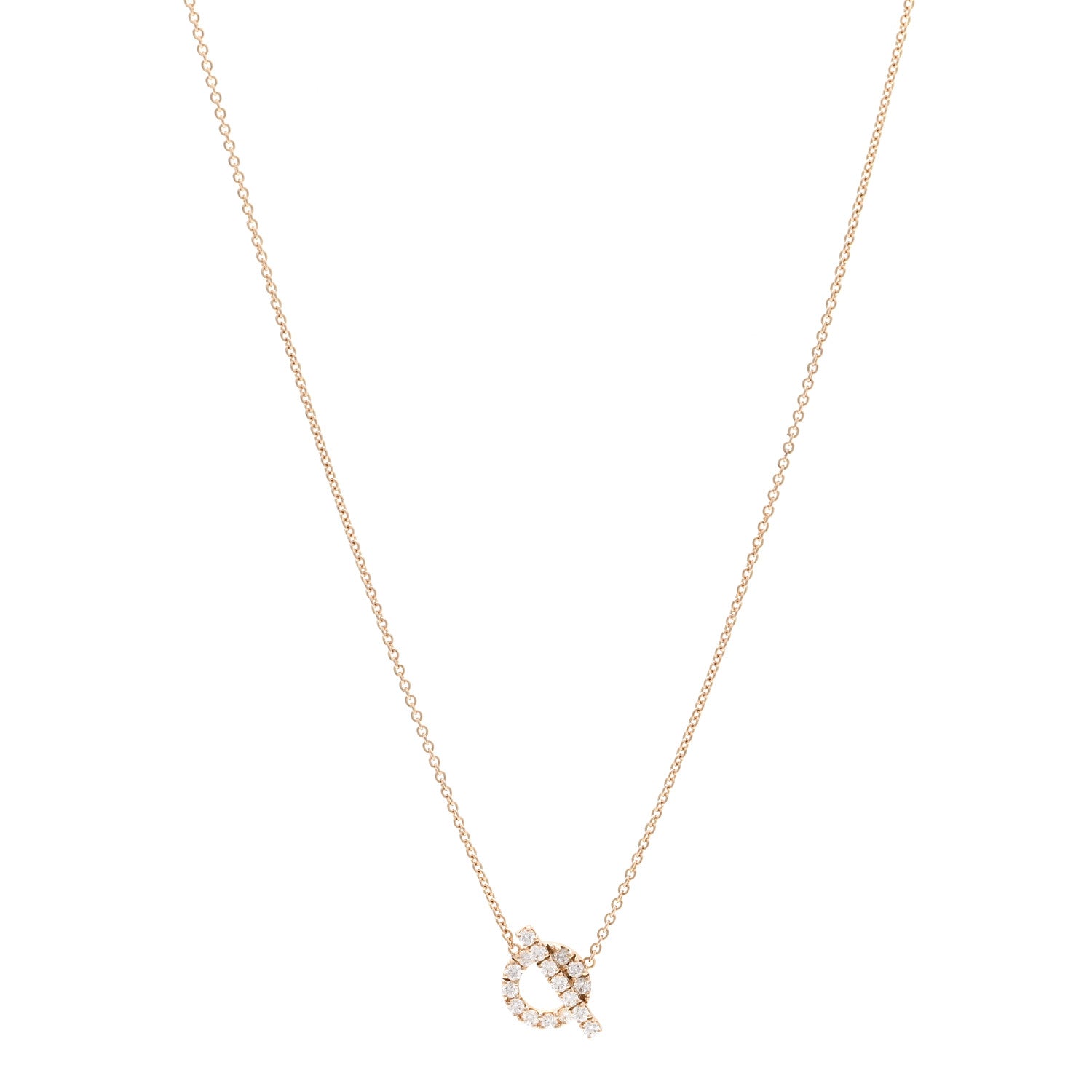 Hermes 18K Rose Gold Diamond Finesse Pendant Necklace 1 of 6