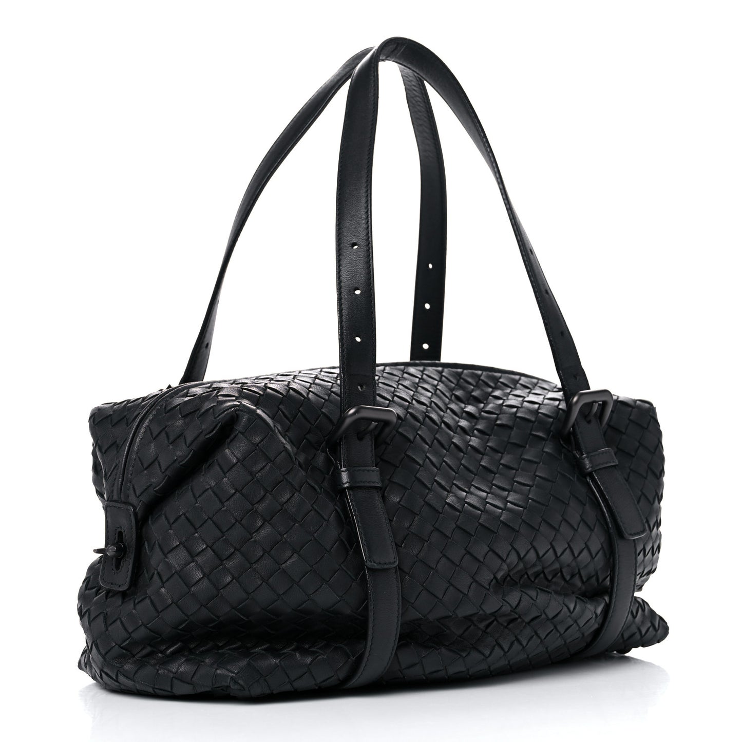 Nappa Intrecciato Montaigne Rings Satchel Black