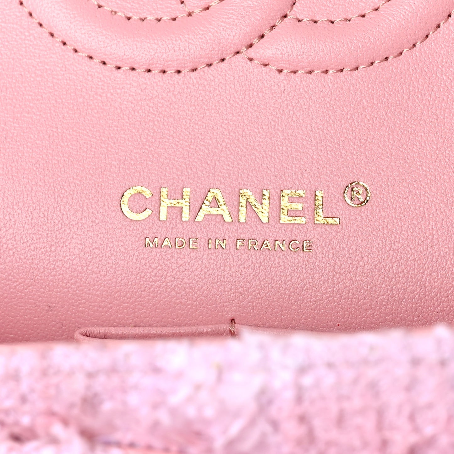 Tweed Medium Double Flap Light Pink White