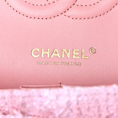 Chanel Tweed Medium Double Flap Light Pink White 6 of 10