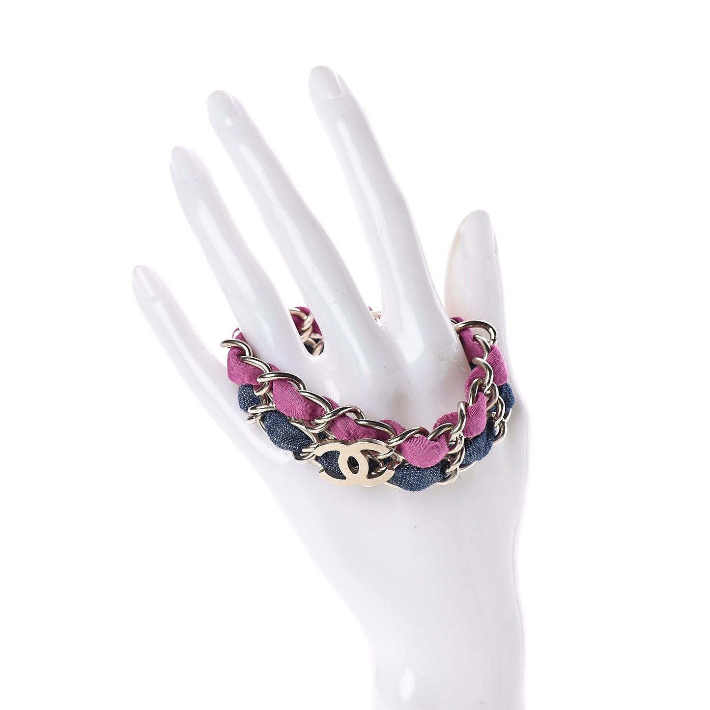 Fabric CC Chain Bracelet Gold Purple Blue