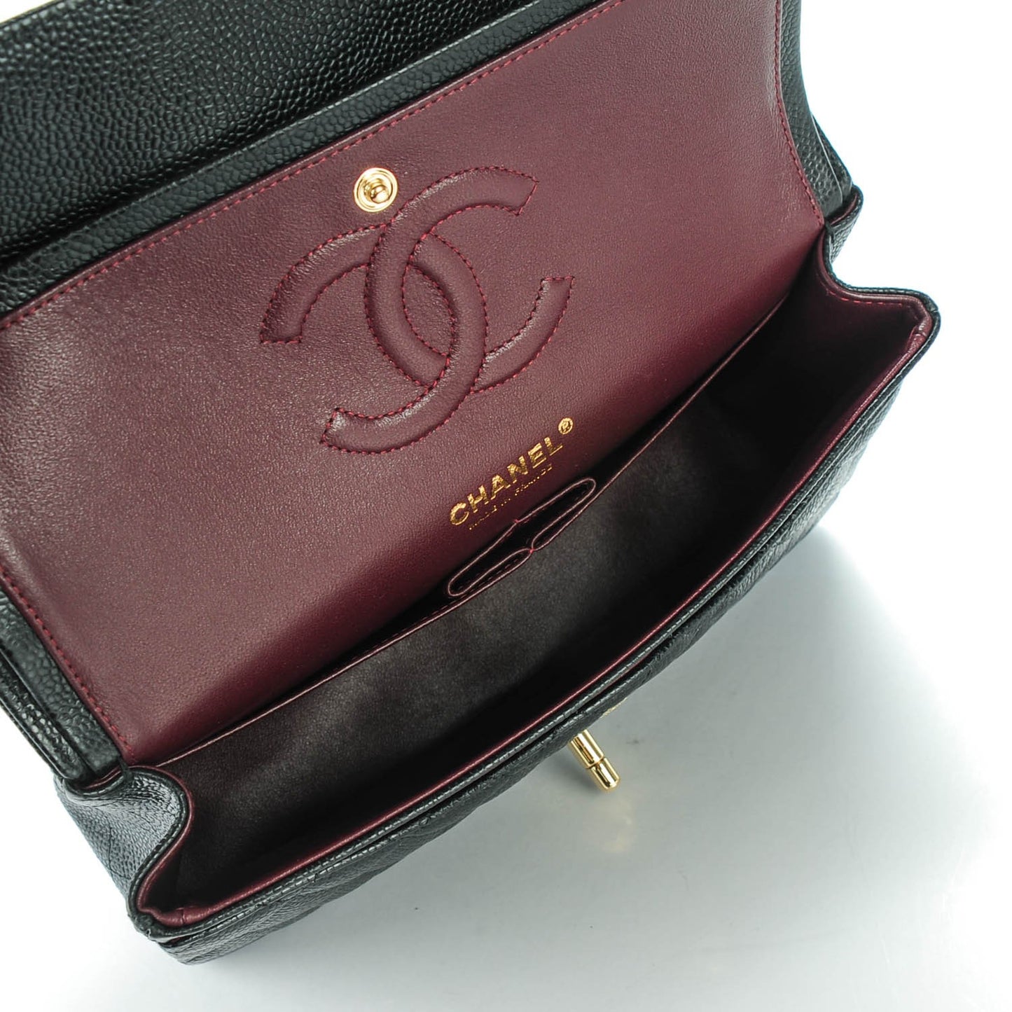 Caviar Quilted Medium Double Flap Black