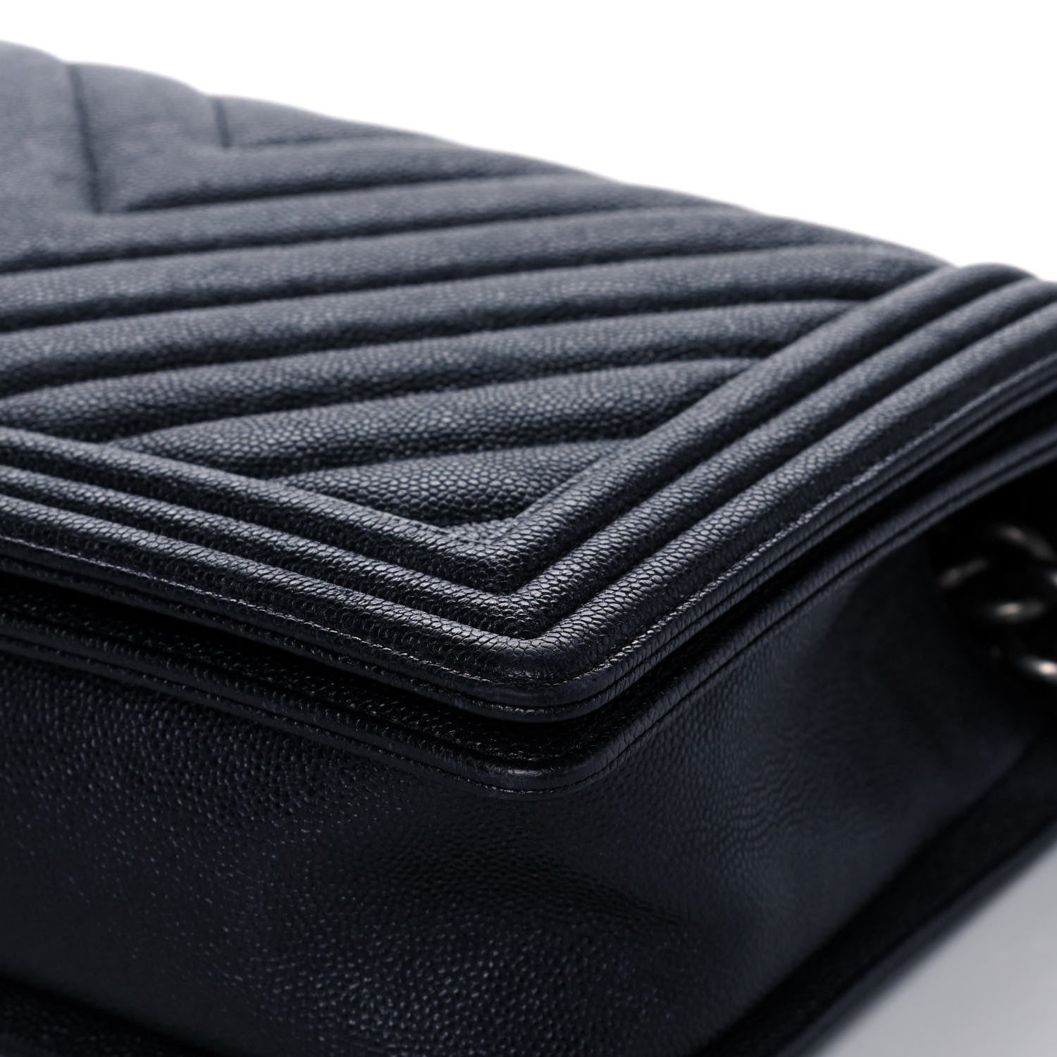Chanel Caviar Chevron Quilted New Medium Boy Flap Dark Navy Blue 12 of 14
