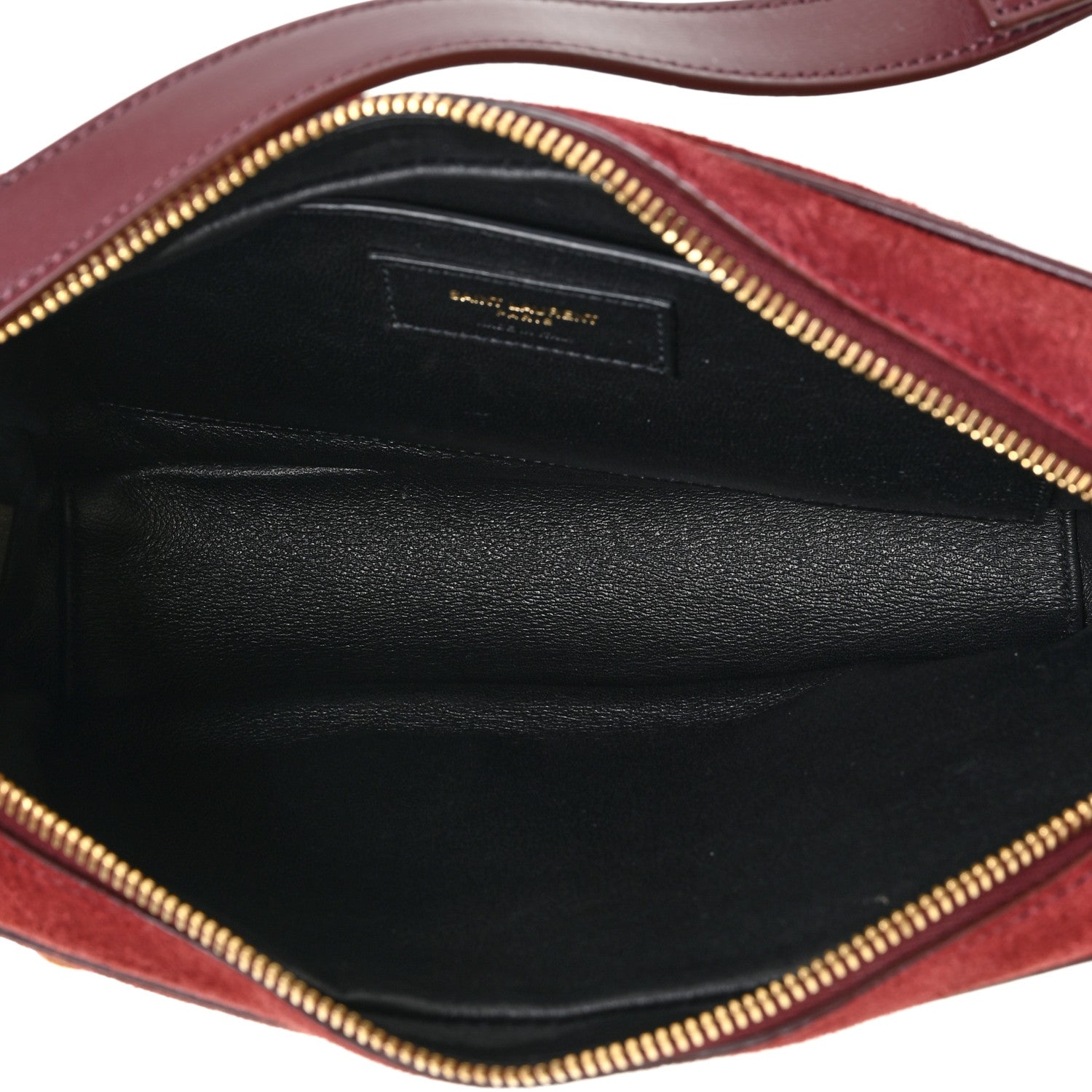 Saint Laurent Suede Monogram All Over Camera Bag Burgundy 5 of 13
