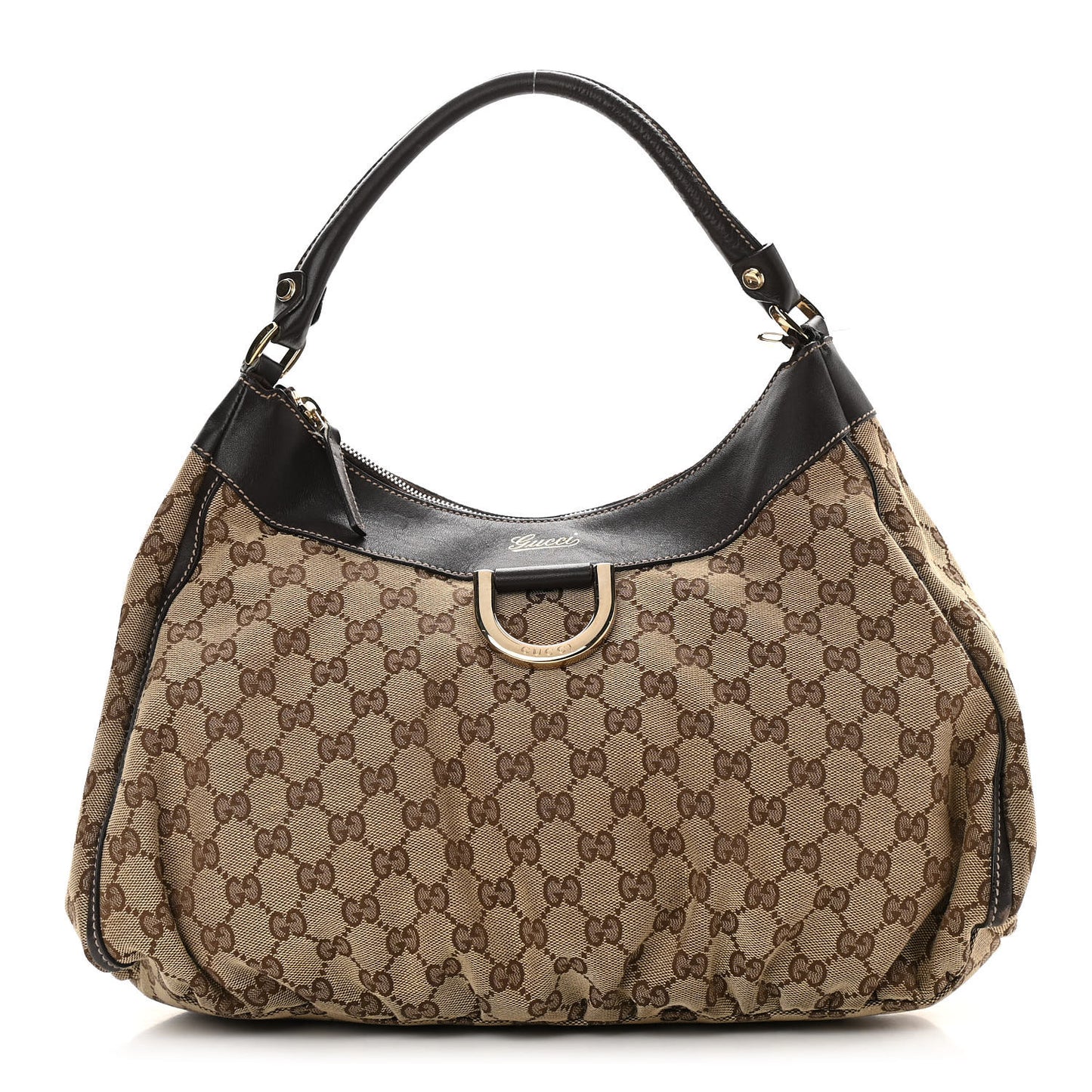 Monogram Large D Gold Hobo Dark Brown