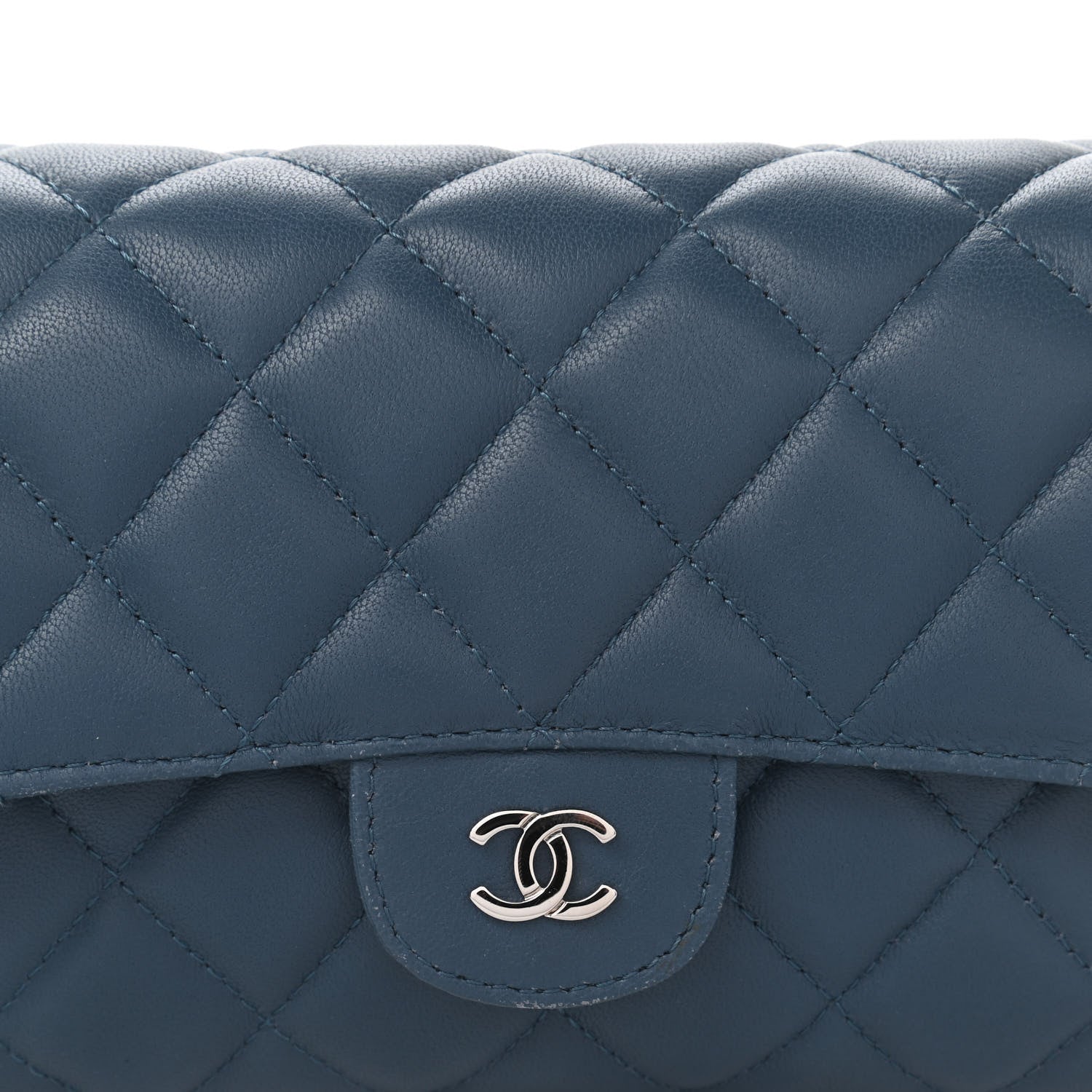 Chanel Lambskin Quilted Flap Cosmetic Case Blue 10 of 11