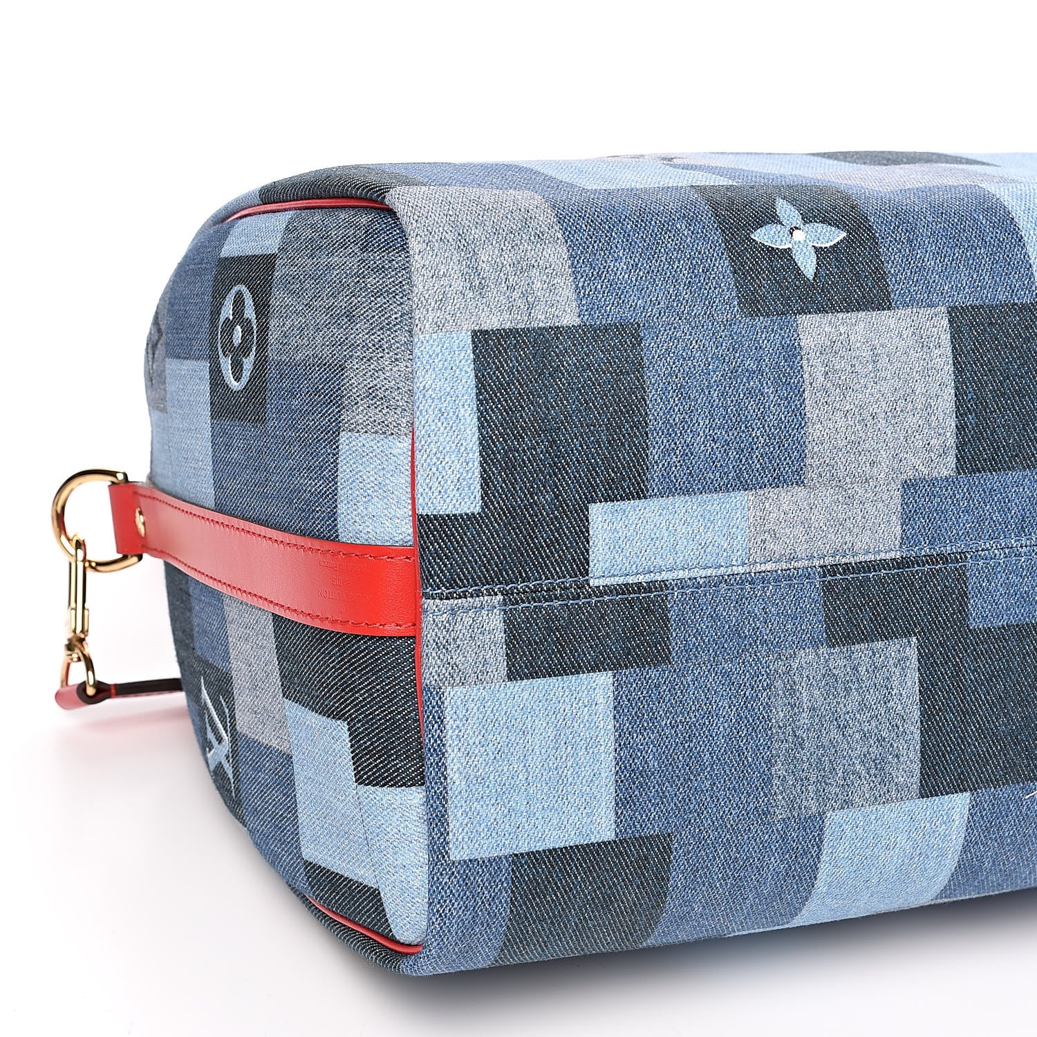 Louis Vuitton Denim Damier Monogram Patchwork Speedy Bandouliere 30 Blue Rouge 9 of 12