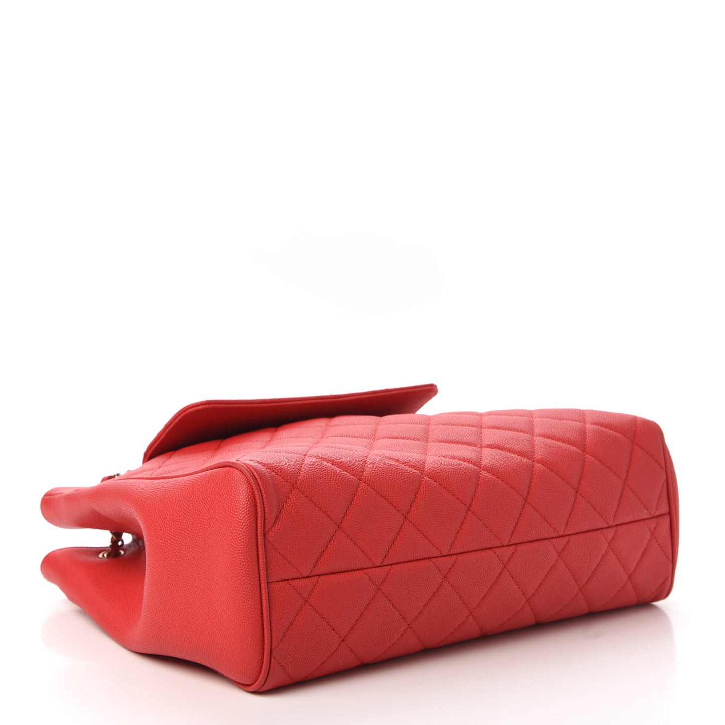 Caviar Quilted In Out Flap Shopping Tote Red