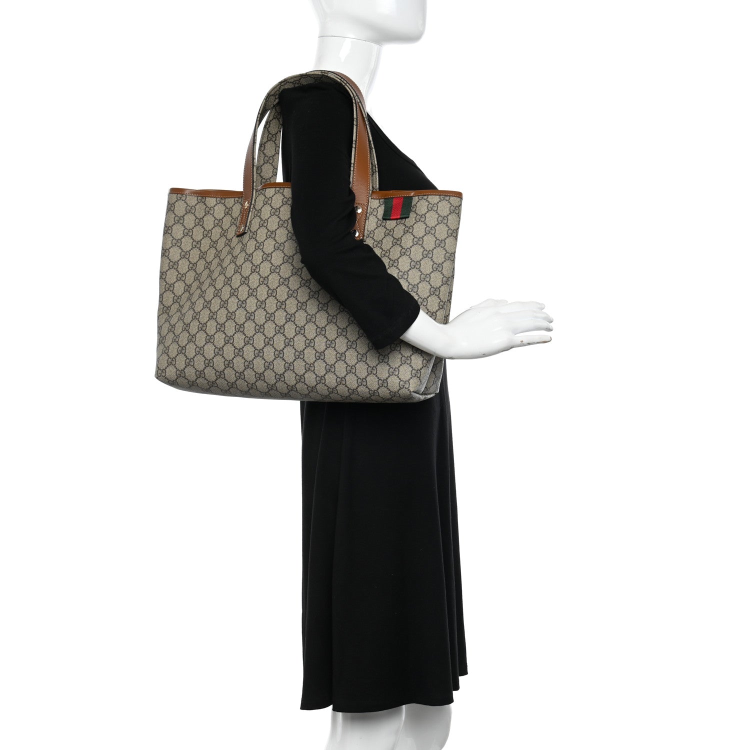 Gucci GG Plus Monogram Medium Signature Web Loop Tote Light Brown 2 of 10