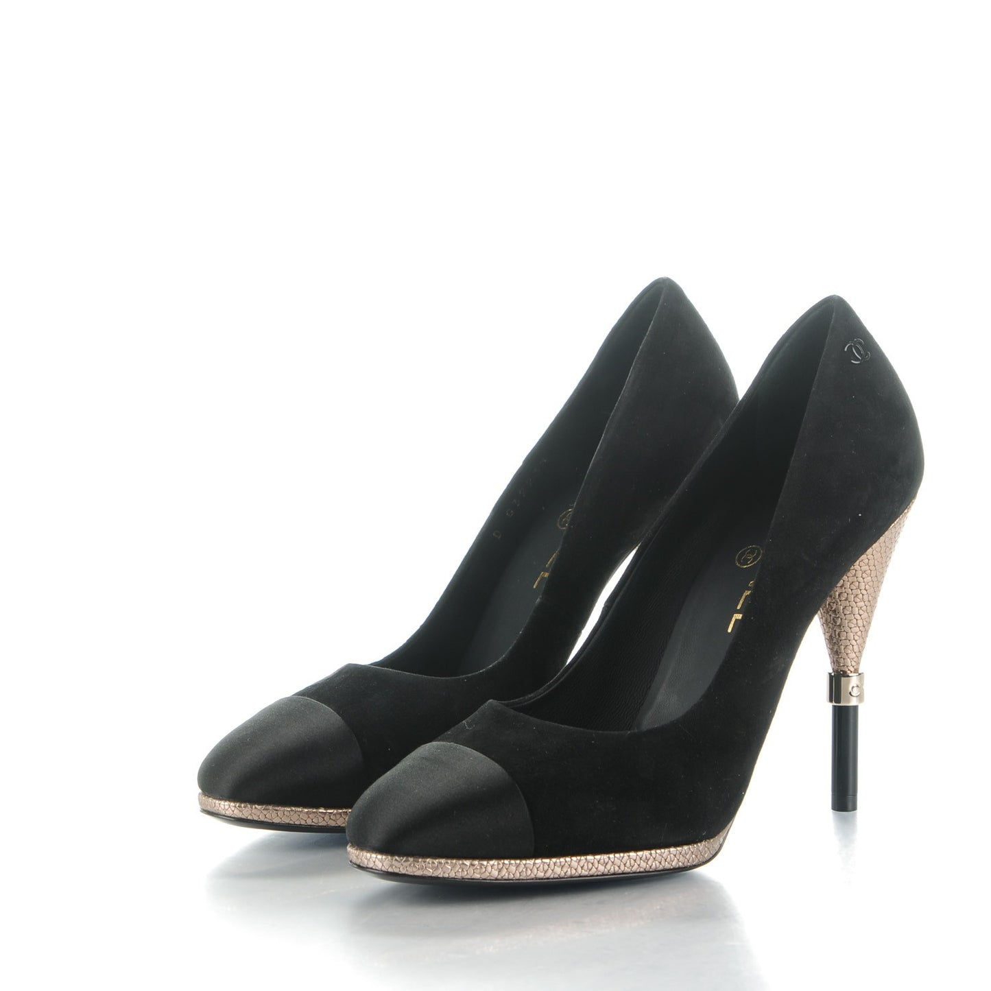 Suede Calfskin Satin Cap Toe CC Pumps 39.5 Black