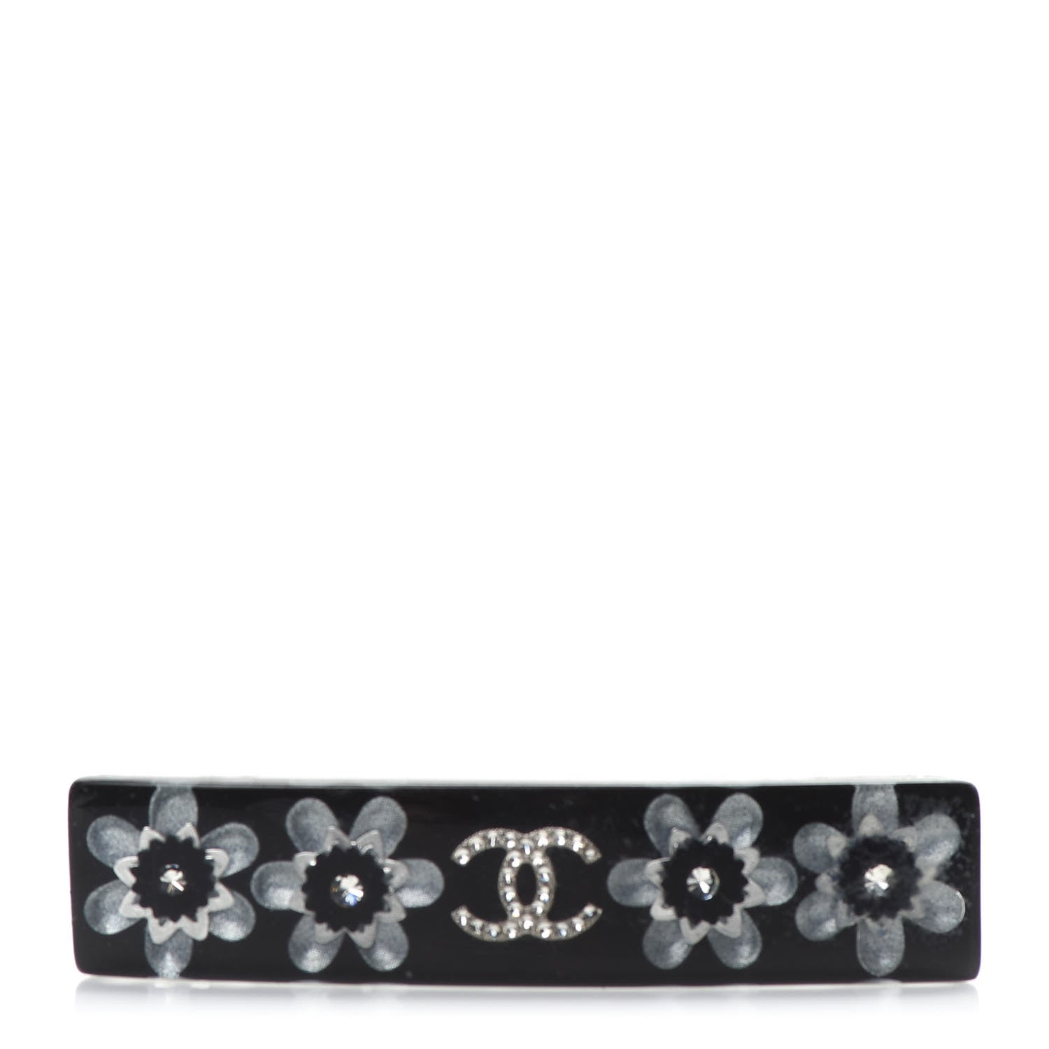 Chanel Crystal CC Hair Clip Barrette Black 1 of 4