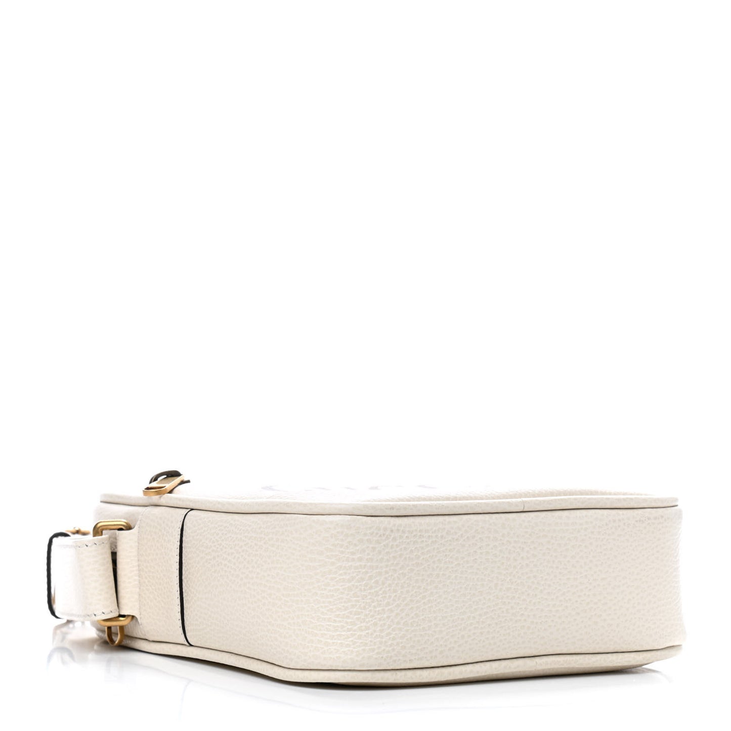 Grained Calfskin Logo Messenger Bag White