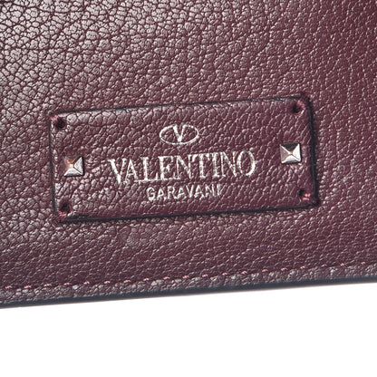 Valentino Garavani Pebbled Calfskin Rockstud Card Holder Wine 6 of 8