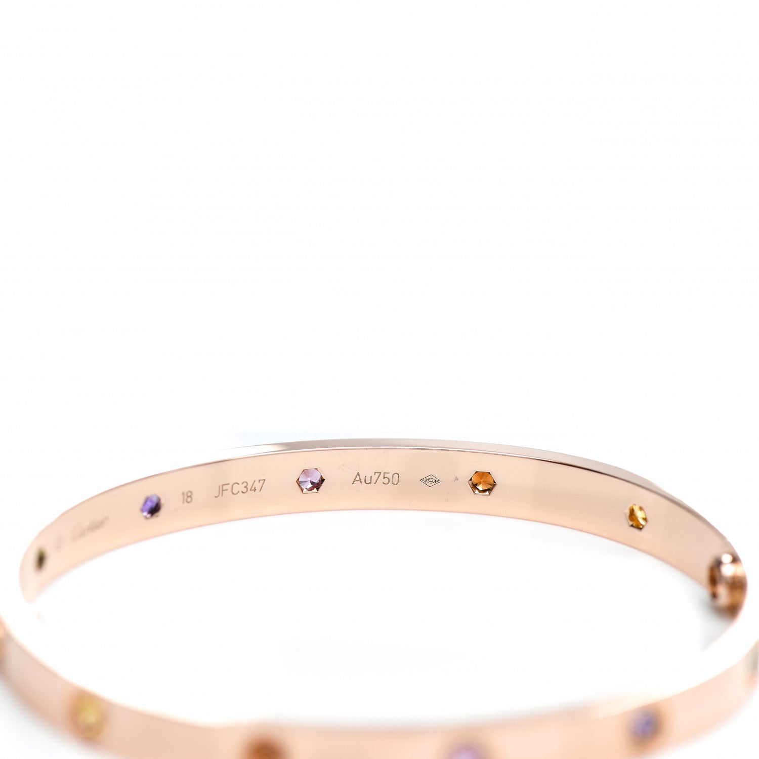 Cartier 18K Pink Gold Sapphire Garnet Amethyst LOVE Bracelet 18 4 of 4
