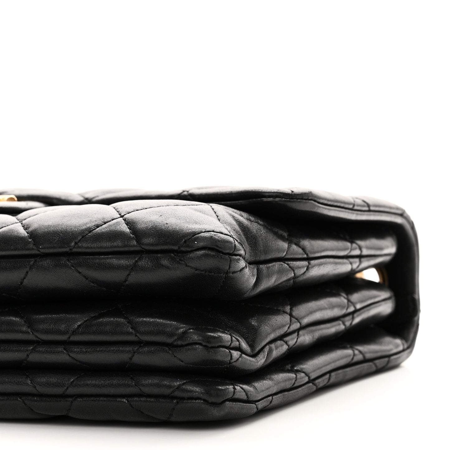 Lambskin Quilted Medium Pillow Crush Flap Bag Black